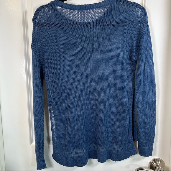 Eileen Fisher Cobalt Blue Organic Open-Weave Crewneck Sweater women’s Size XS‎ - Picture 9 of 11